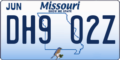 MO license plate DH9O2Z