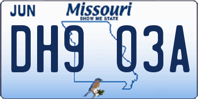 MO license plate DH9O3A