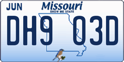 MO license plate DH9O3D