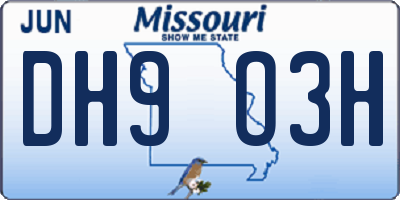 MO license plate DH9O3H
