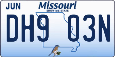 MO license plate DH9O3N