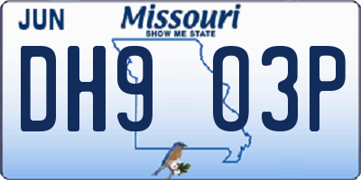 MO license plate DH9O3P