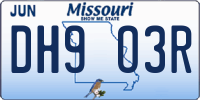 MO license plate DH9O3R