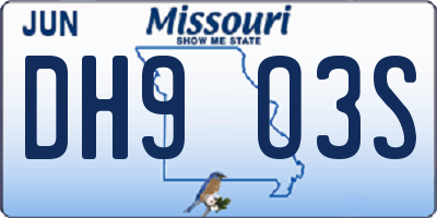 MO license plate DH9O3S