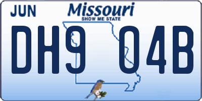 MO license plate DH9O4B