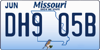 MO license plate DH9O5B