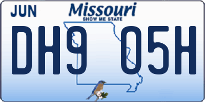 MO license plate DH9O5H
