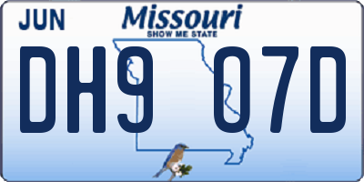 MO license plate DH9O7D