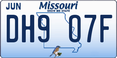 MO license plate DH9O7F