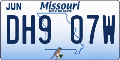 MO license plate DH9O7W