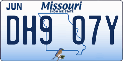 MO license plate DH9O7Y