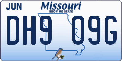 MO license plate DH9O9G