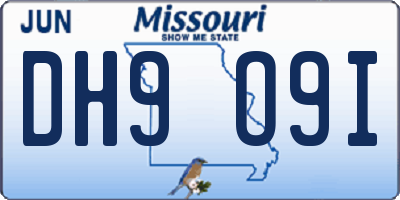 MO license plate DH9O9I