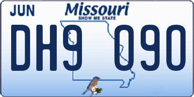 MO license plate DH9O9O