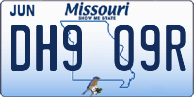 MO license plate DH9O9R