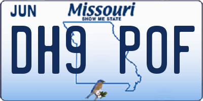 MO license plate DH9P0F