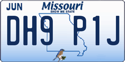 MO license plate DH9P1J