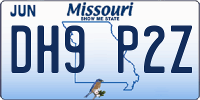 MO license plate DH9P2Z