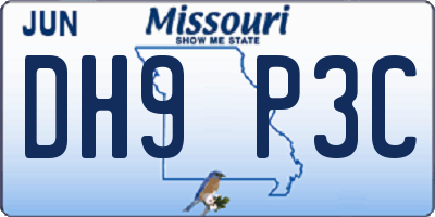 MO license plate DH9P3C