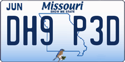 MO license plate DH9P3D