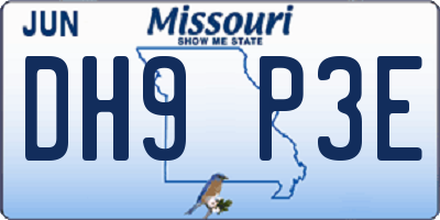 MO license plate DH9P3E