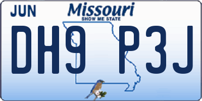 MO license plate DH9P3J