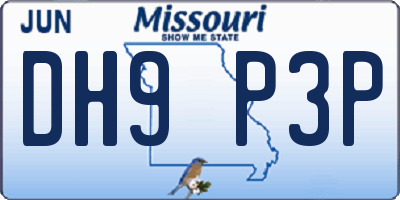 MO license plate DH9P3P