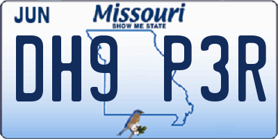 MO license plate DH9P3R