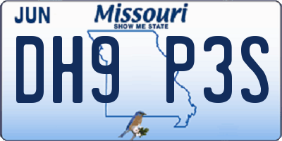 MO license plate DH9P3S