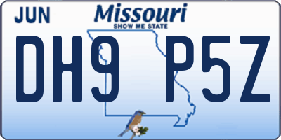 MO license plate DH9P5Z