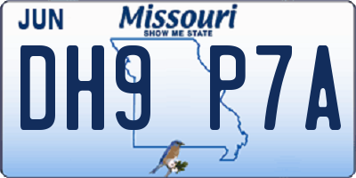 MO license plate DH9P7A