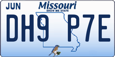 MO license plate DH9P7E