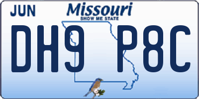 MO license plate DH9P8C