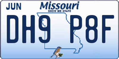 MO license plate DH9P8F