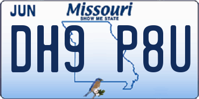 MO license plate DH9P8U