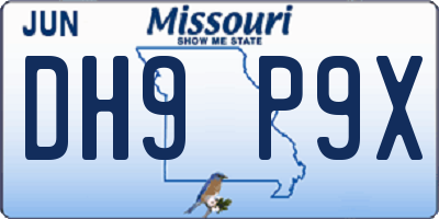 MO license plate DH9P9X