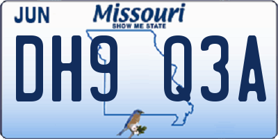MO license plate DH9Q3A