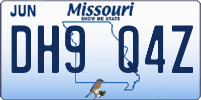 MO license plate DH9Q4Z