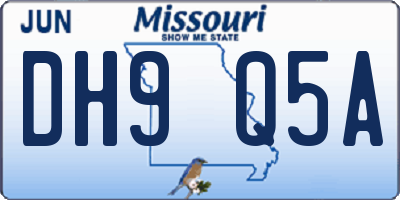 MO license plate DH9Q5A