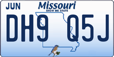 MO license plate DH9Q5J
