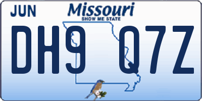 MO license plate DH9Q7Z