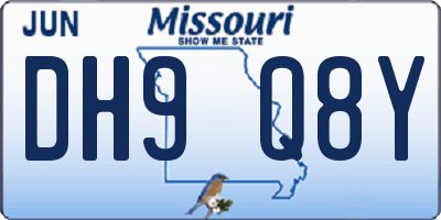MO license plate DH9Q8Y