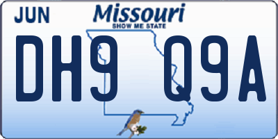 MO license plate DH9Q9A