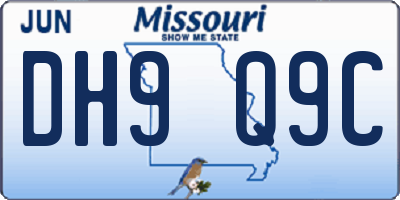 MO license plate DH9Q9C