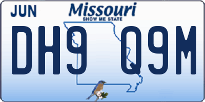 MO license plate DH9Q9M