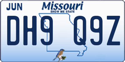 MO license plate DH9Q9Z