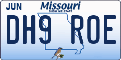 MO license plate DH9R0E