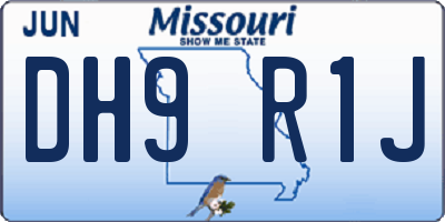 MO license plate DH9R1J