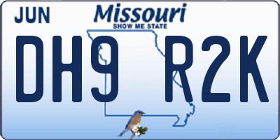 MO license plate DH9R2K