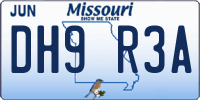 MO license plate DH9R3A